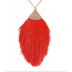 Red thread tassel necklace